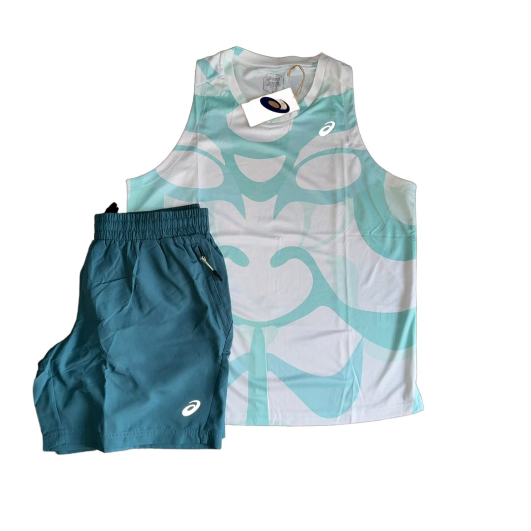 ASICS MOTION VEST SET - WHITE/TEAL
