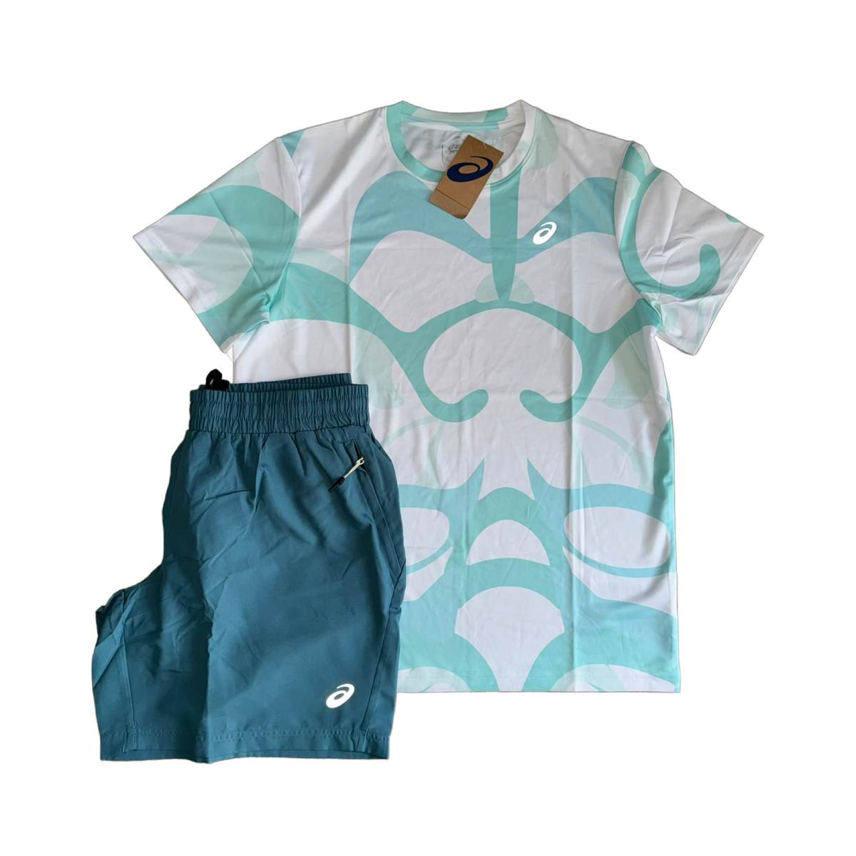ASICS MOTION T-SHIRT SET - WHITE/TEAL